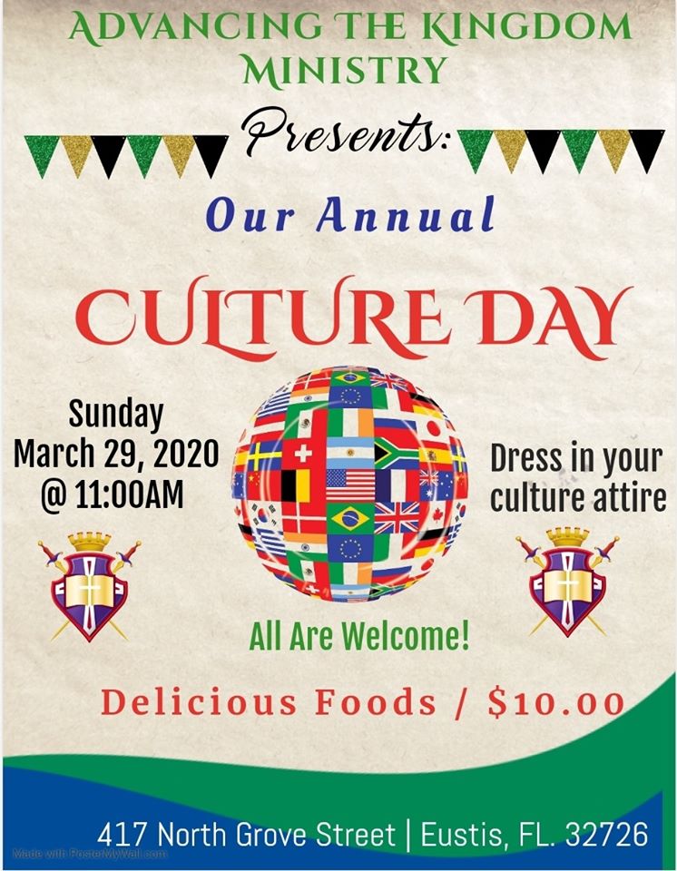 Culture Day *Postponed Date TBA* – Advancing The Kingdom Ministry